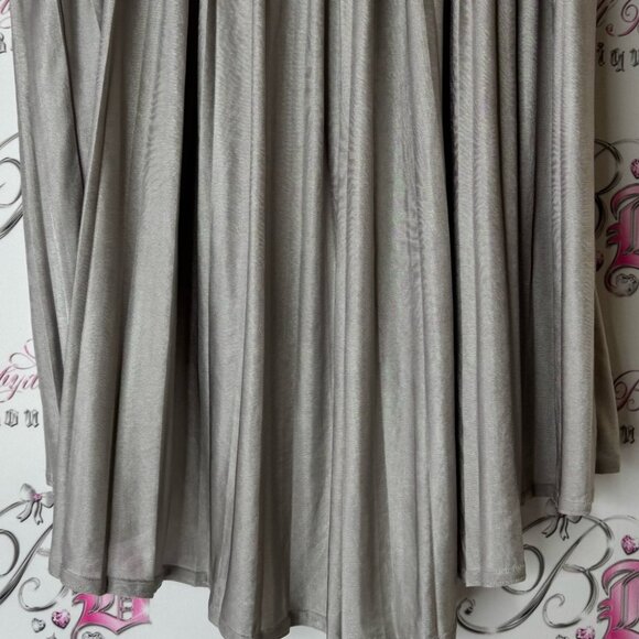 Topshop Metallic Silver High-Low Skirt shiny shimmer flowy grey stretchy luxe - Picture 5 of 6